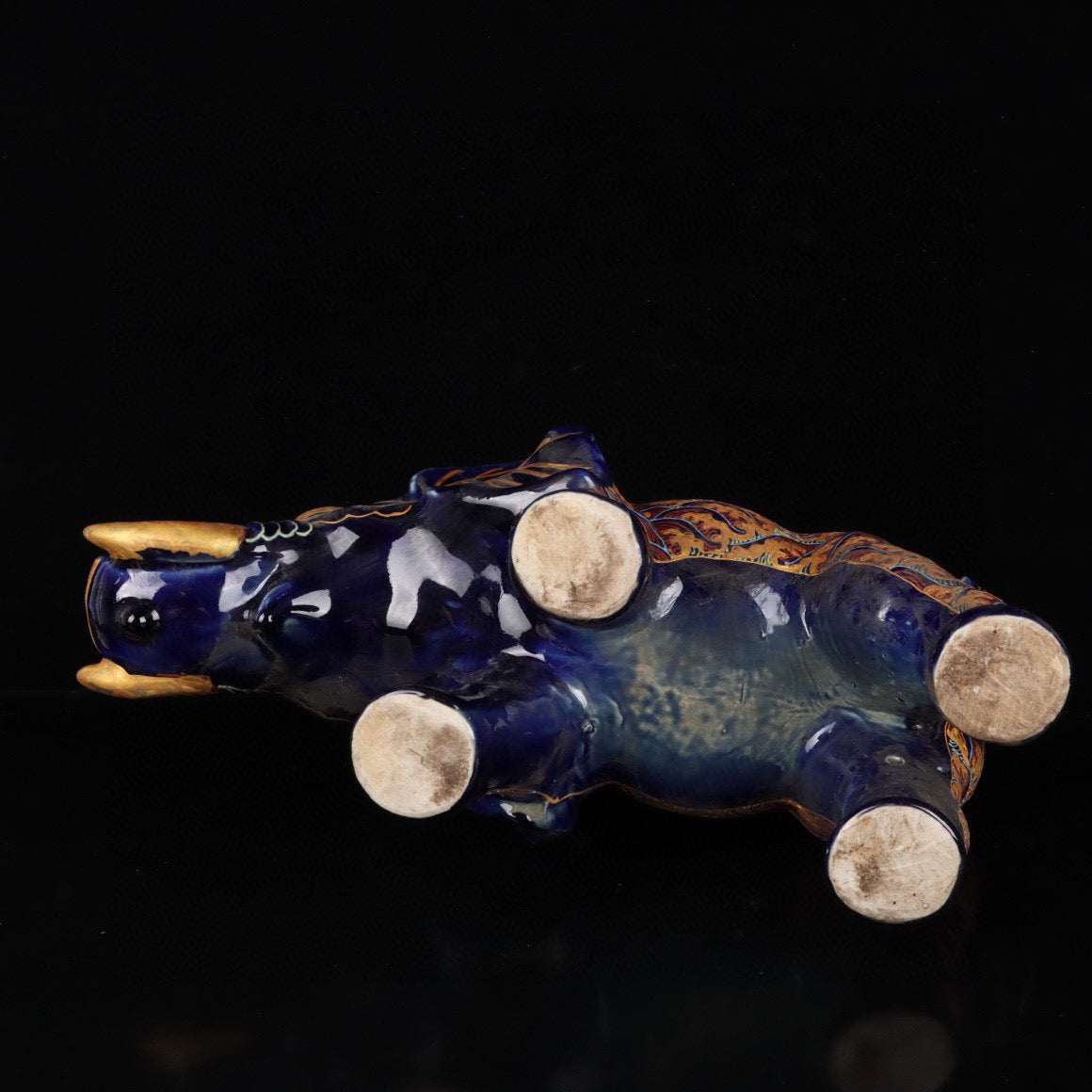 Elephant with colorful golden cloud and dragon patterns
