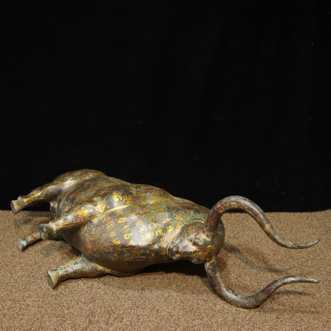 Chinese Antique Bronze - Inscripted Gold Bullfighting