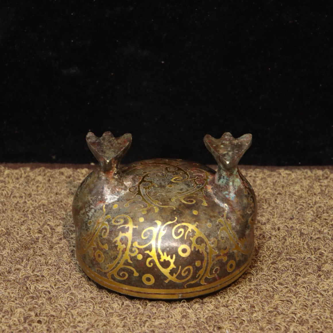 Chinese Antique Bronze - Inscription Error Gold Phoenix Bird He