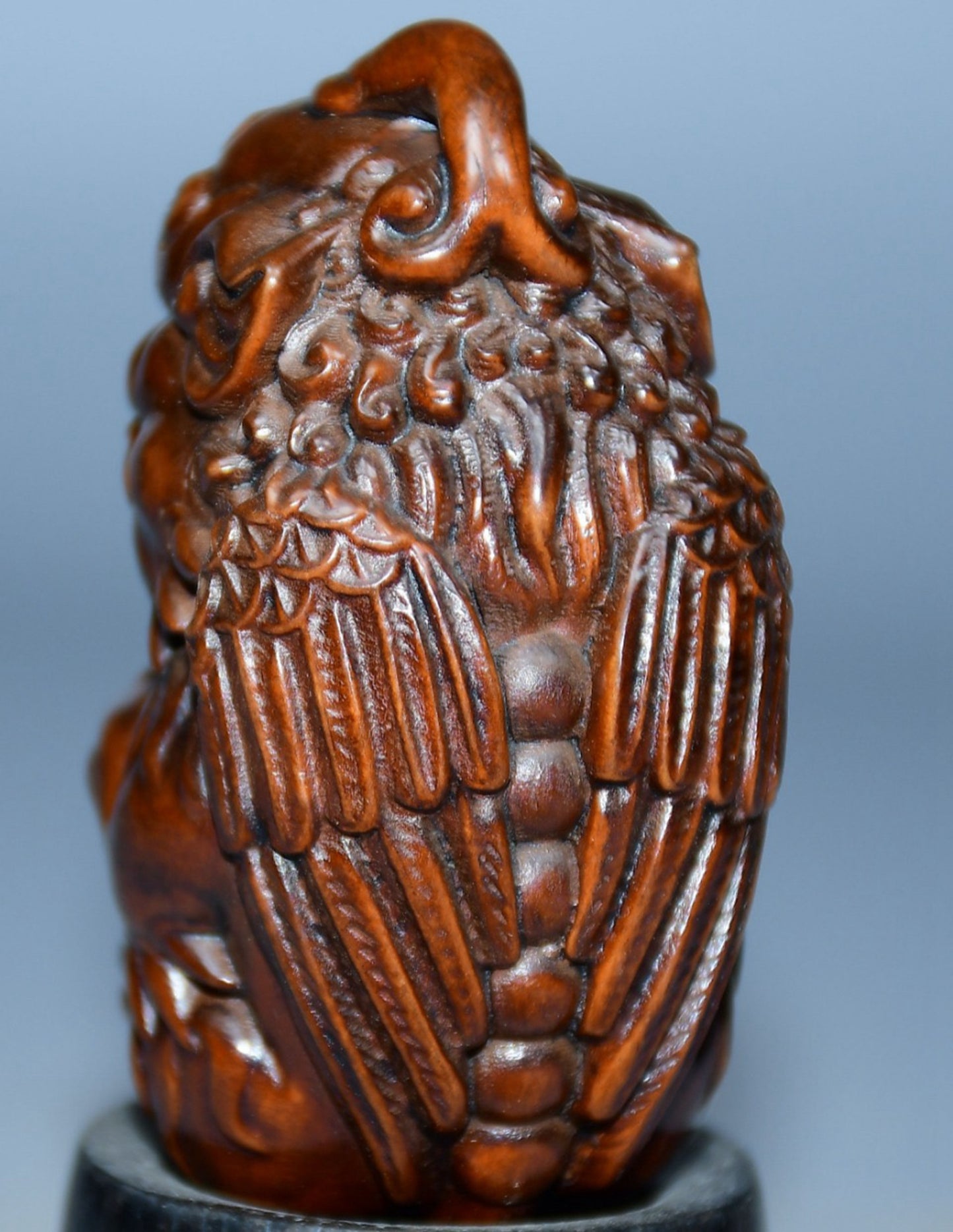 Collection of boxwood carved flying beast ornaments