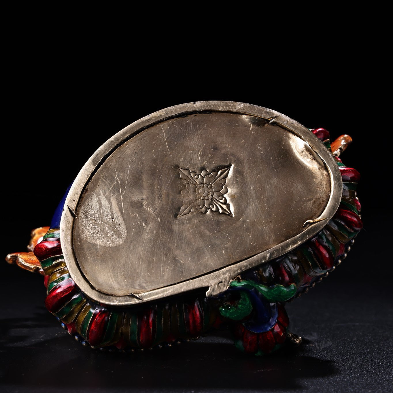 A pure copper cloisonne enamel green Tara Buddha statue