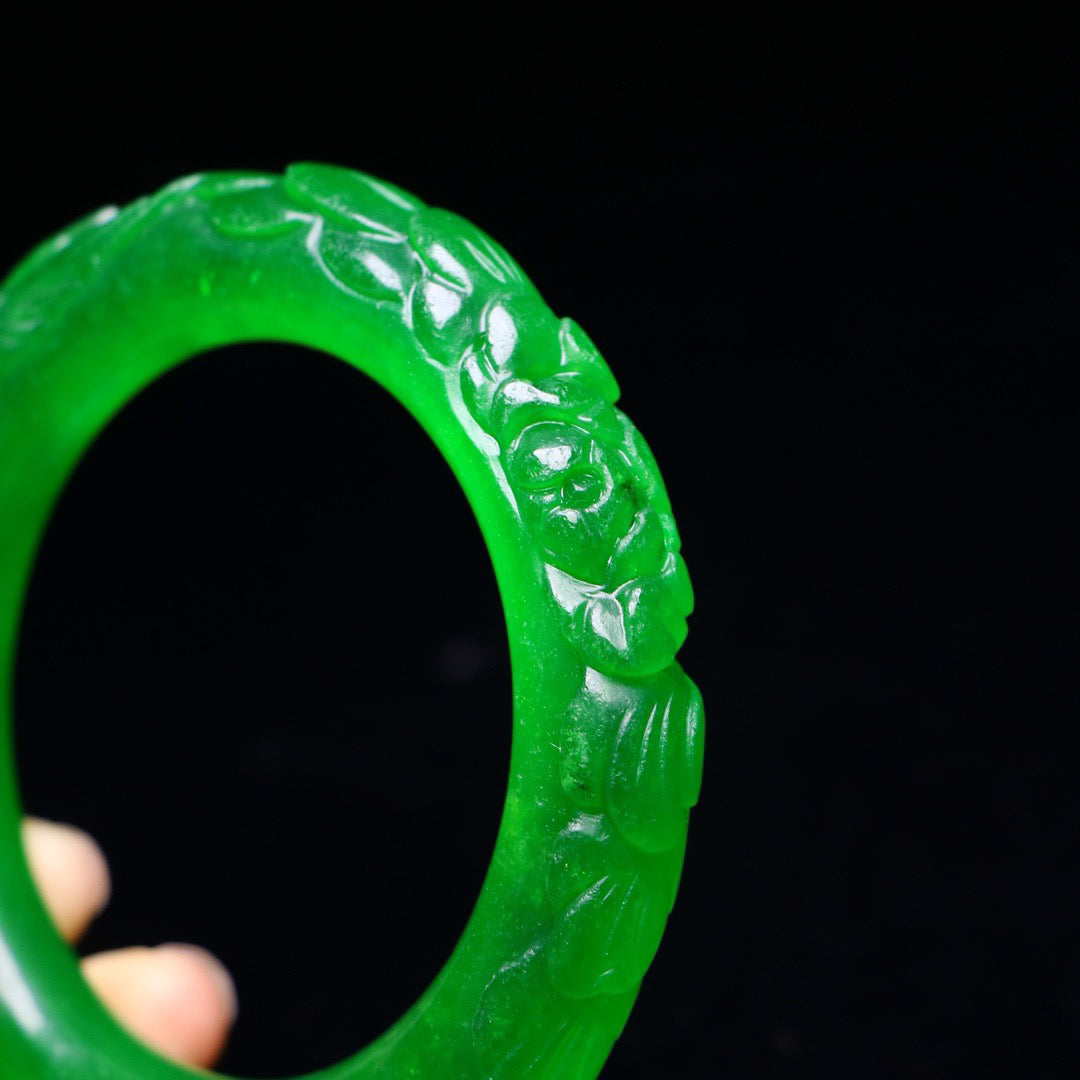 Perfect High Ice Jade Carved Bracelet