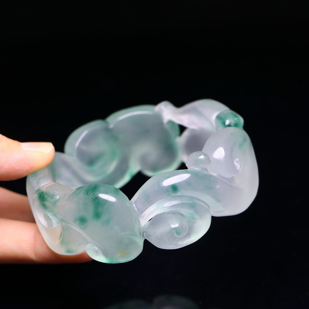 Perfect High Ice Jade Carved Bracelet