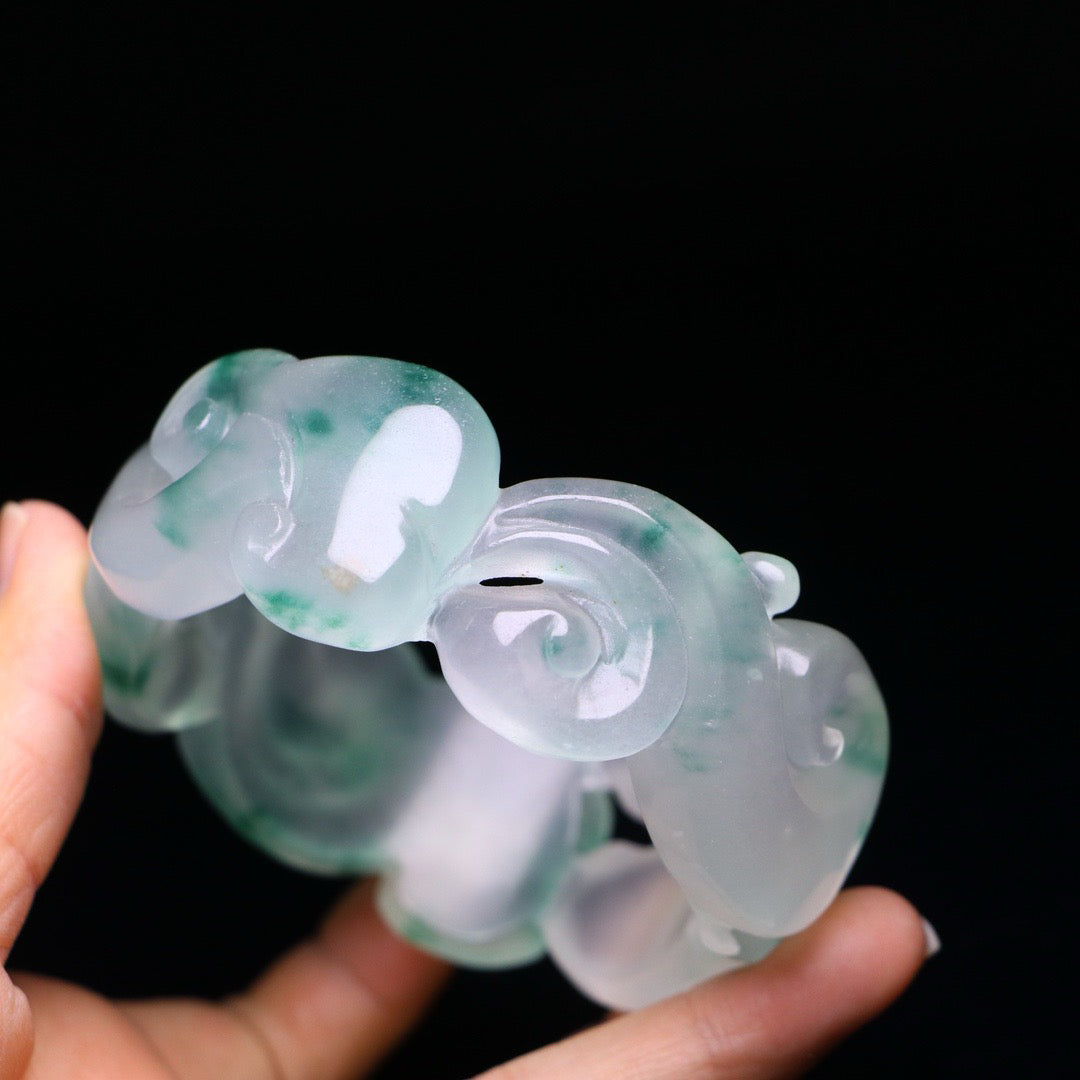 Perfect High Ice Jade Carved Bracelet