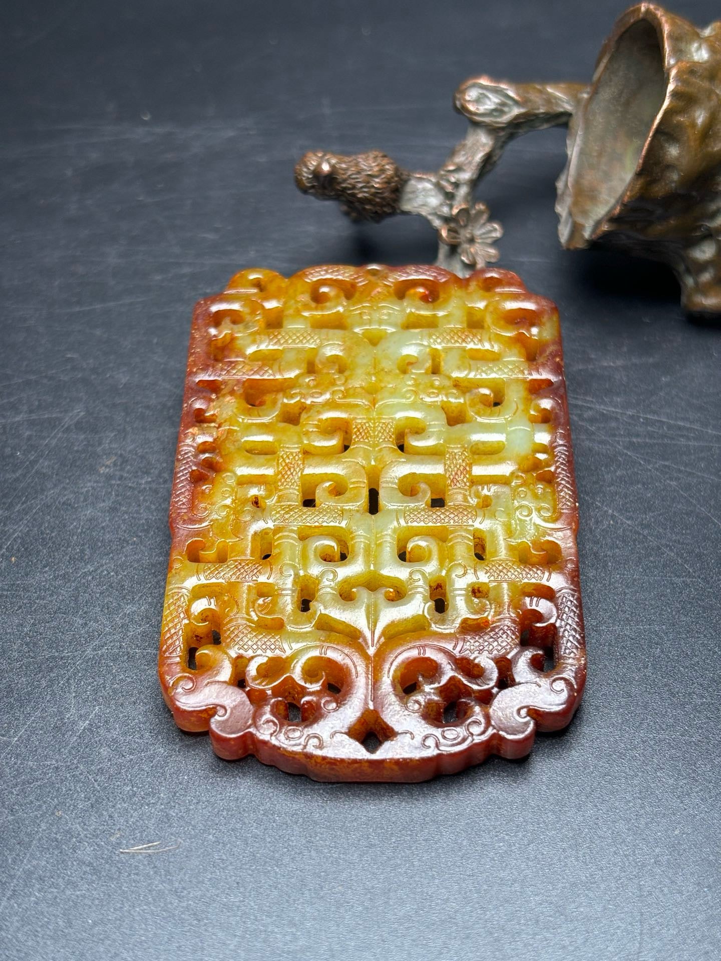 Exquisite Hetian Jade Five Dragon and Phoenix Pendant