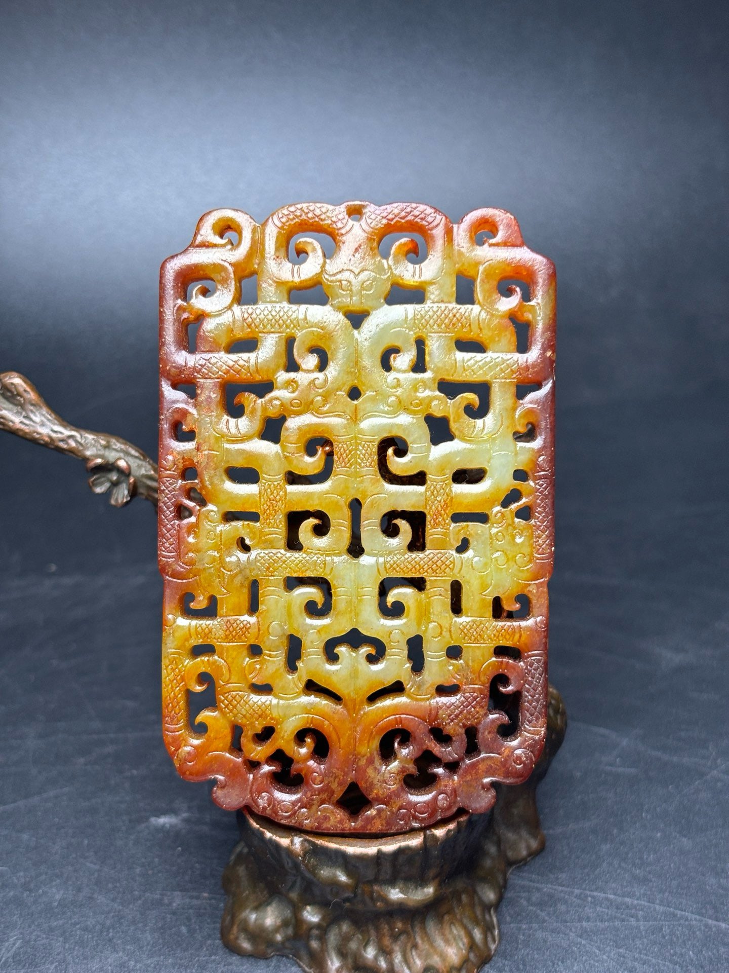 Exquisite Hetian Jade Five Dragon and Phoenix Pendant