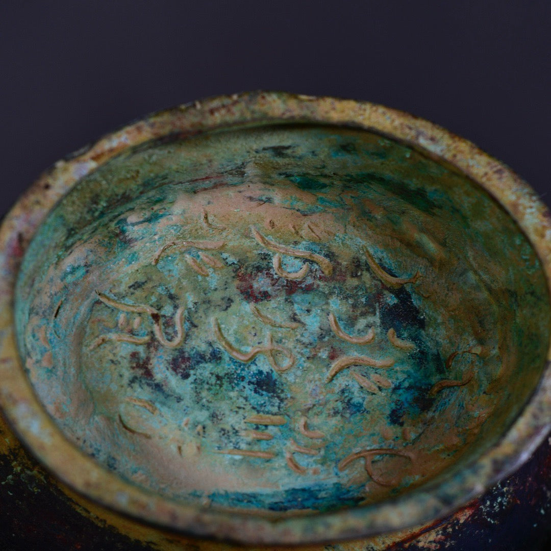 Chinese antique bronze lifting beam teapot