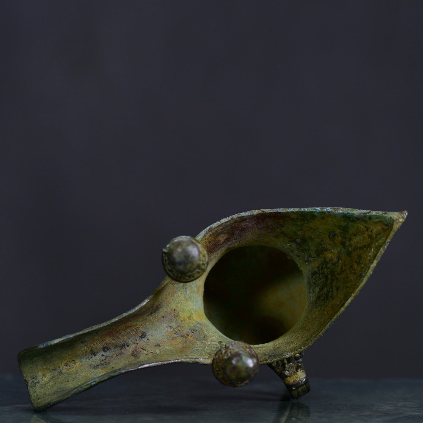 Chinese antique bronze corner cup