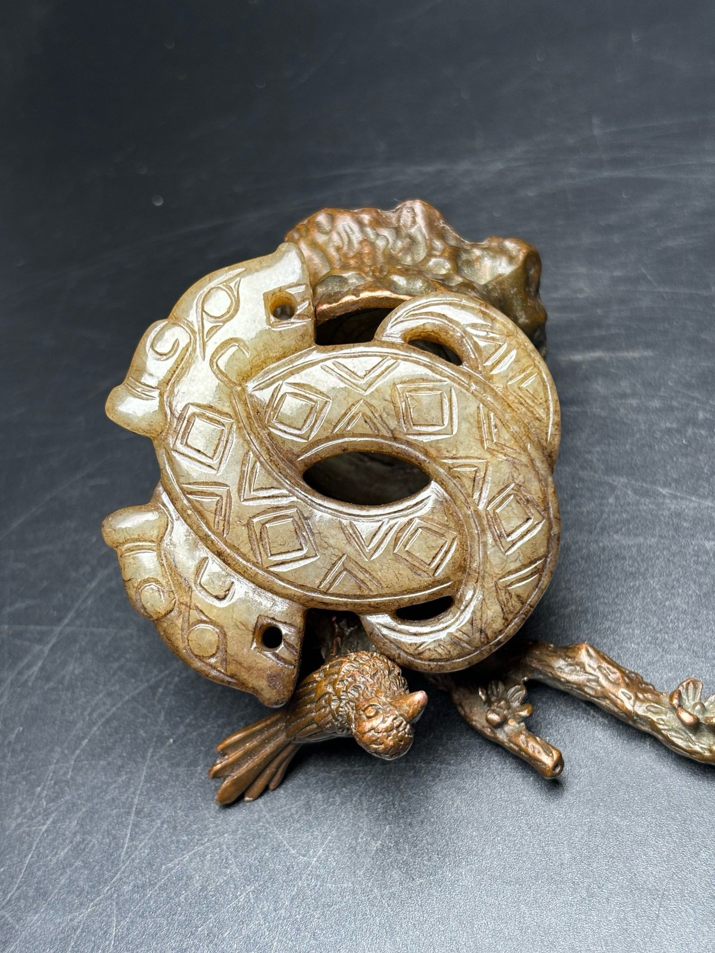 Exquisite Hotan Jade Double Dragon Jade Pendant