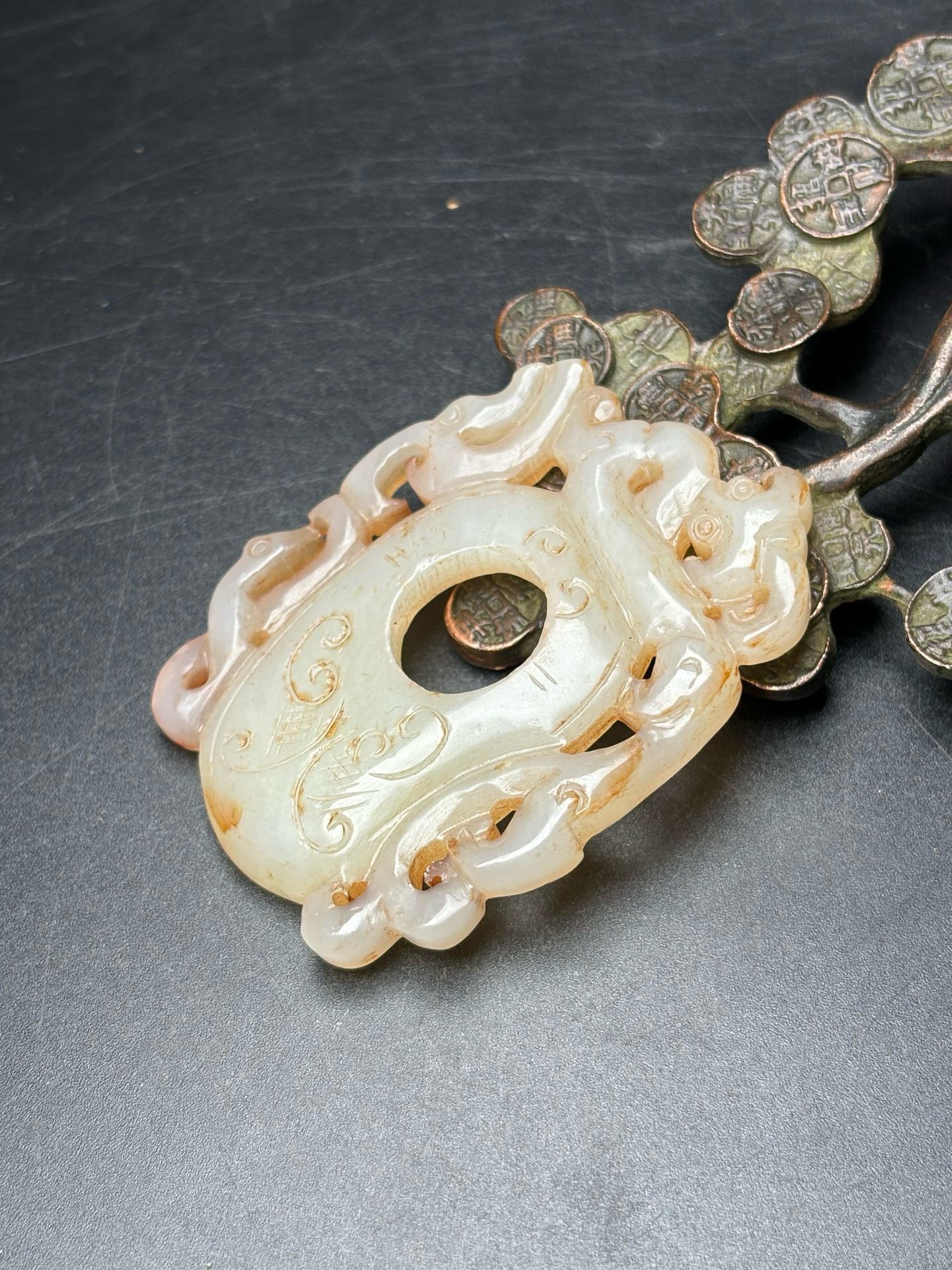 Exquisite Hotan Jade Dragon and Phoenix Jade Pendant