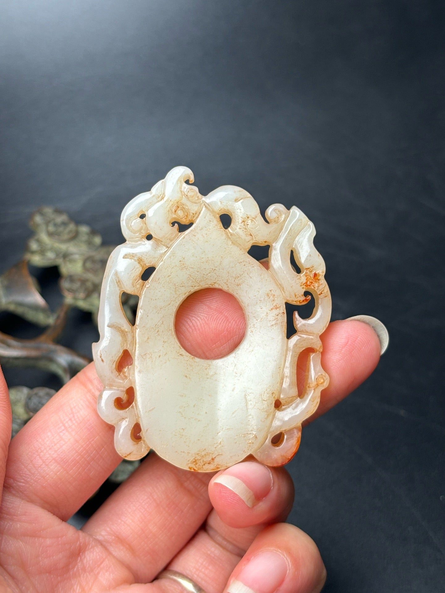 Exquisite Hotan Jade Dragon and Phoenix Jade Pendant