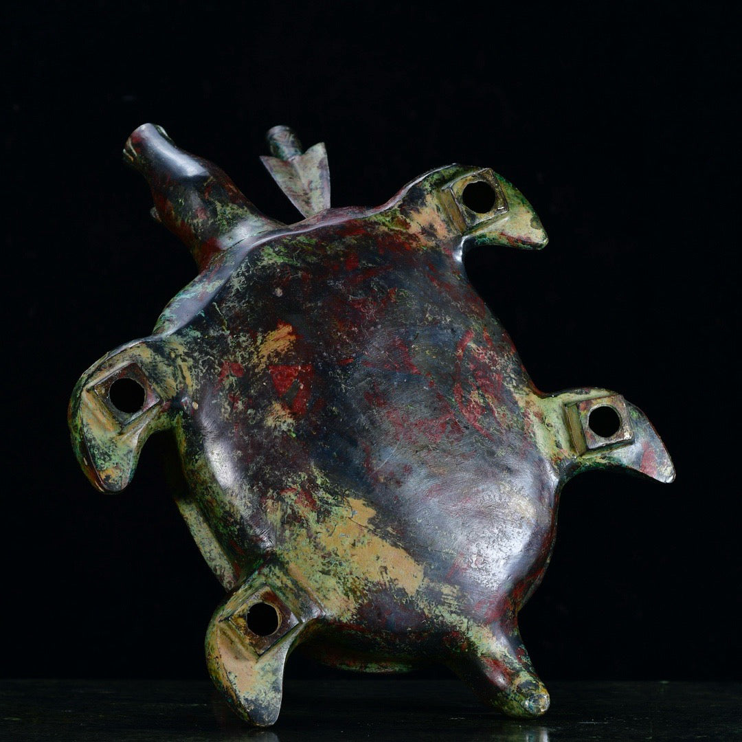 Chinese Antique Bronze Merchant King Shooting Turtle