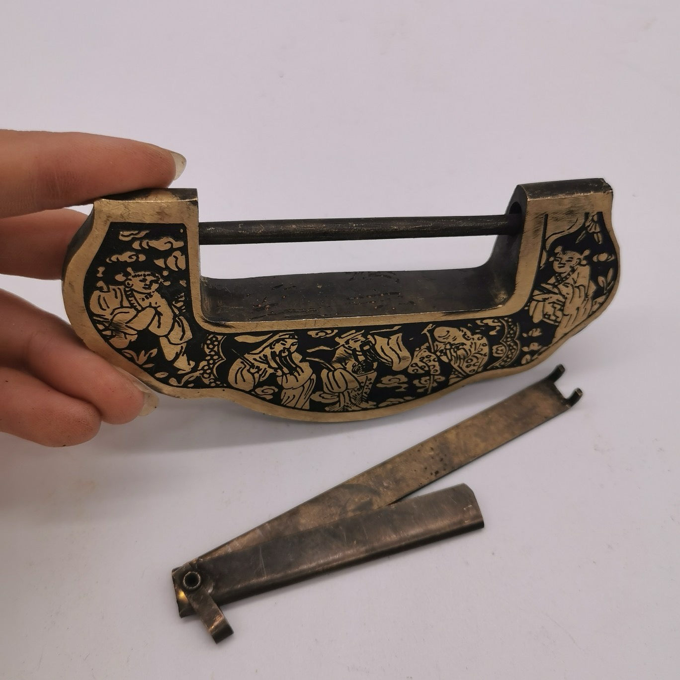 Chinese antique pure copper Ruyi lock