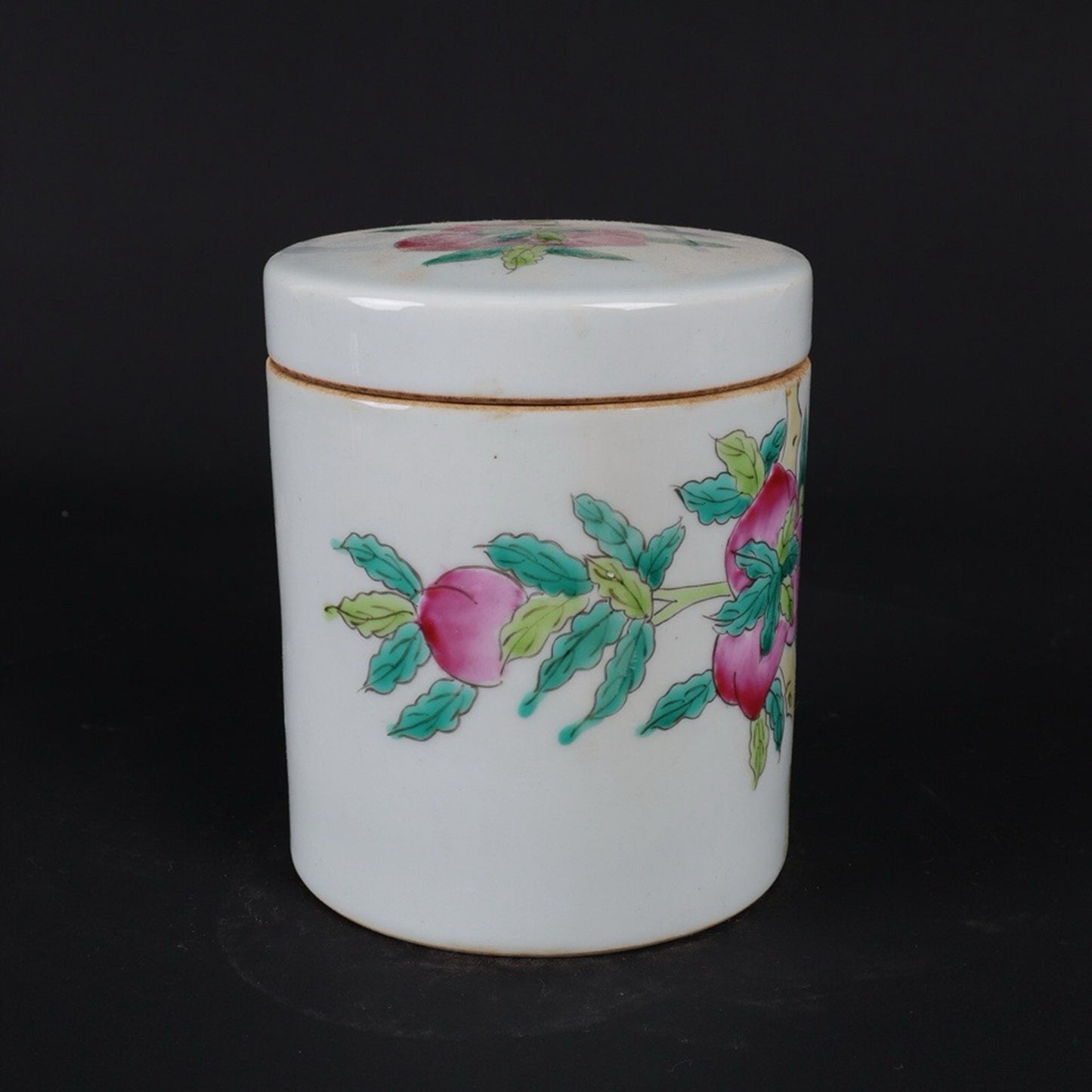 A pair of Republic of China pink nine peach patterned tea jars