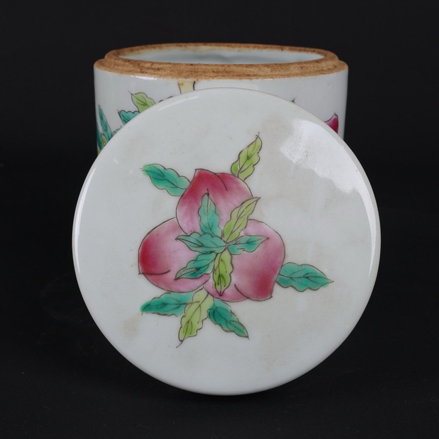 A pair of Republic of China pink nine peach patterned tea jars