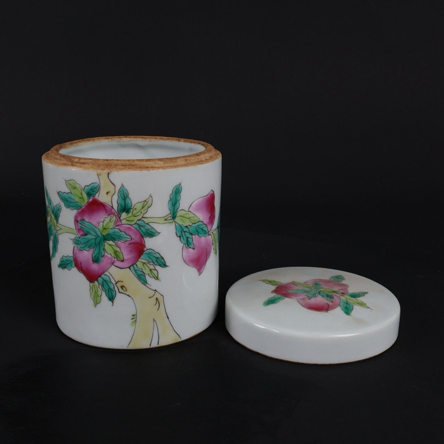 A pair of Republic of China pink nine peach patterned tea jars