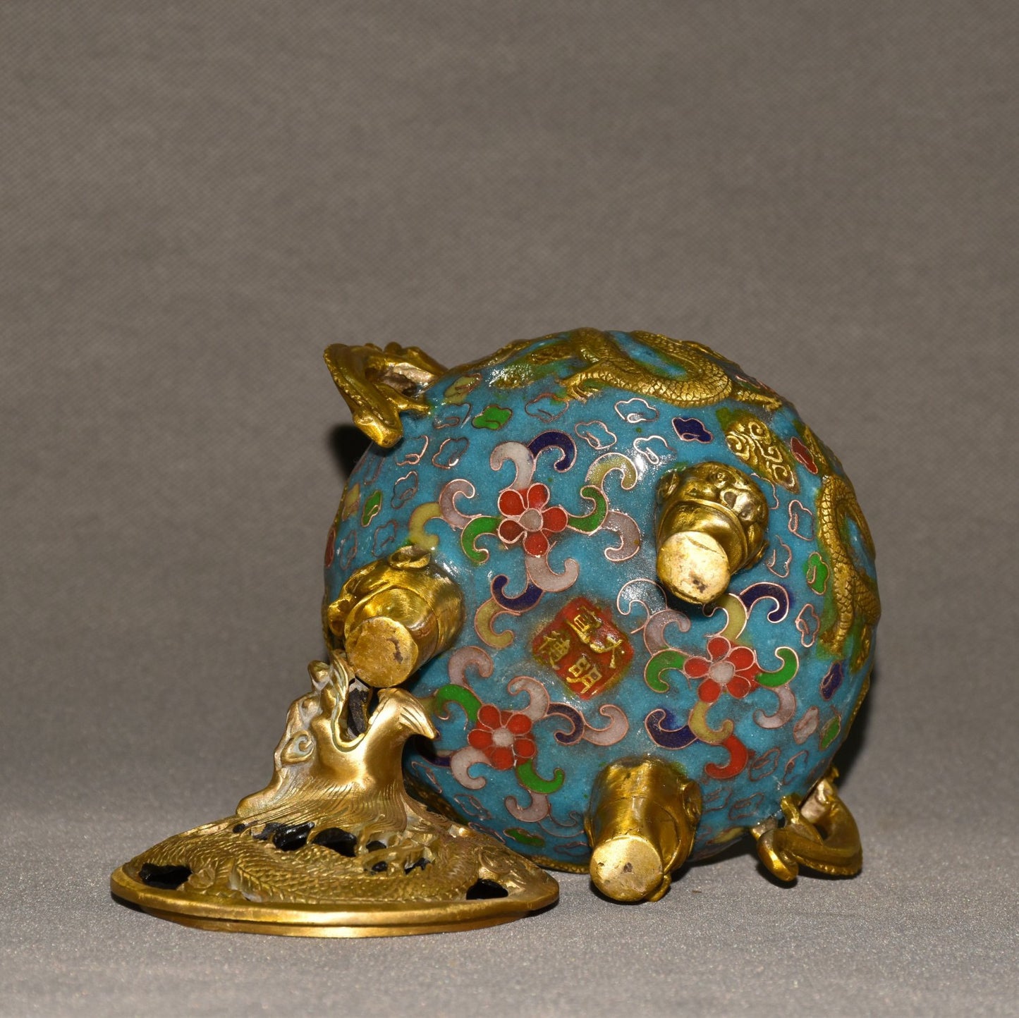 Pure copper cloisonne incense burner ornament