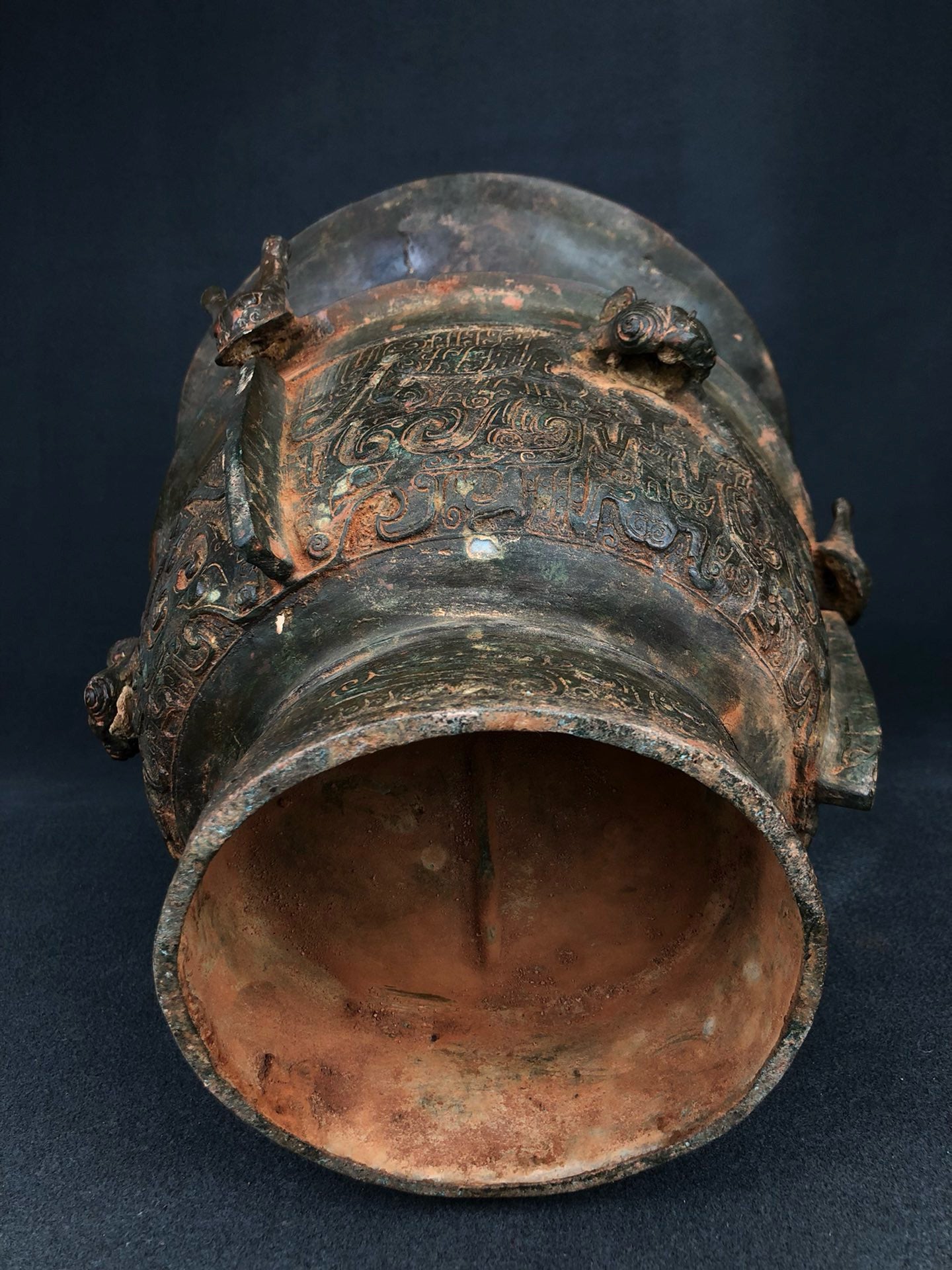 Chinese Antique Bronze Dragon and Tiger Zun Three Ram Pillow