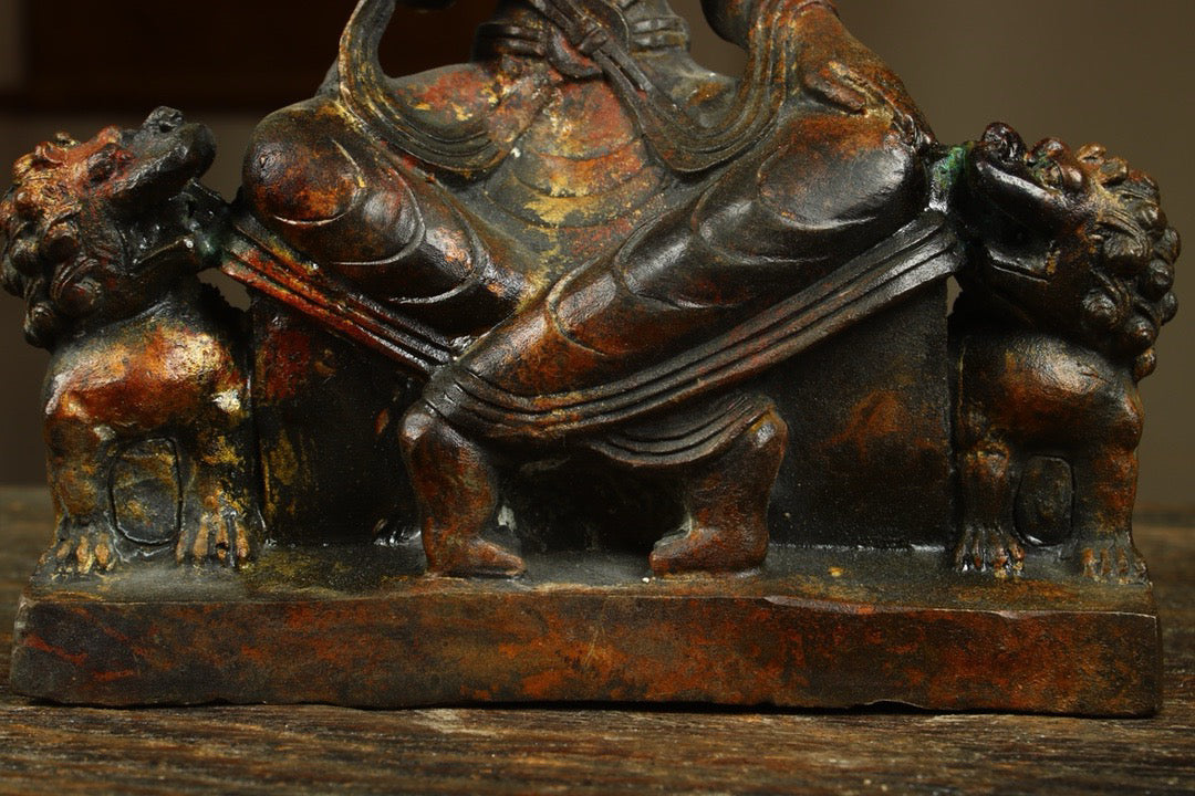A Chinese antique bronze gilded handmade statue of an old Buddha