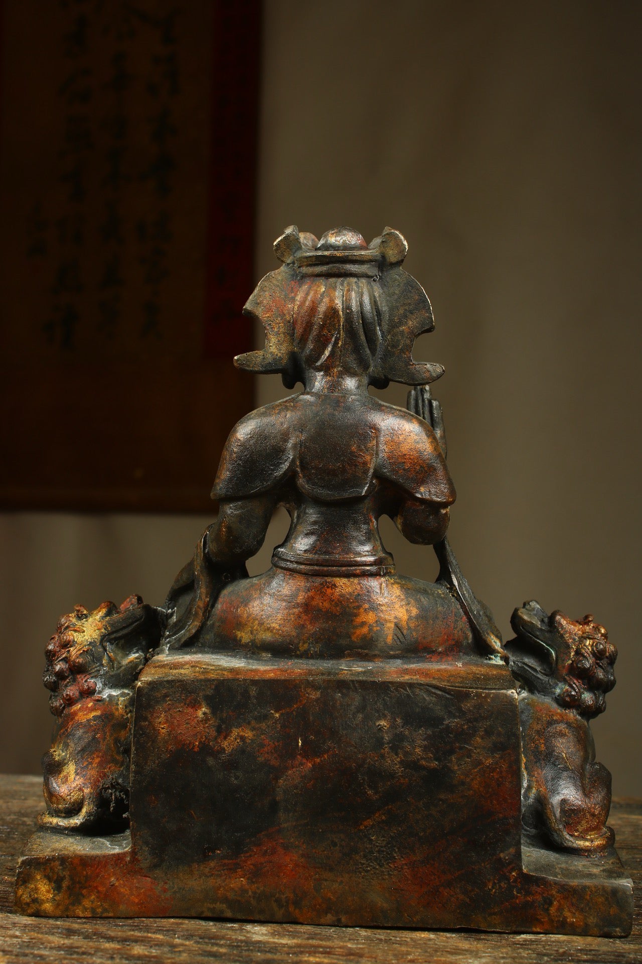 A Chinese antique bronze gilded handmade statue of an old Buddha