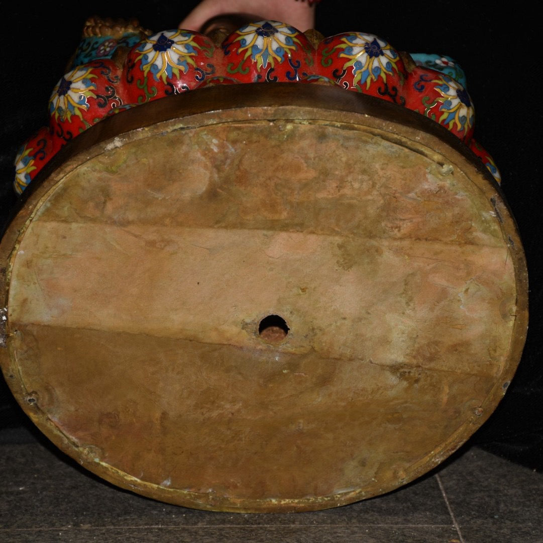 Pure copper cloisonne Maitreya Buddha statue ornament