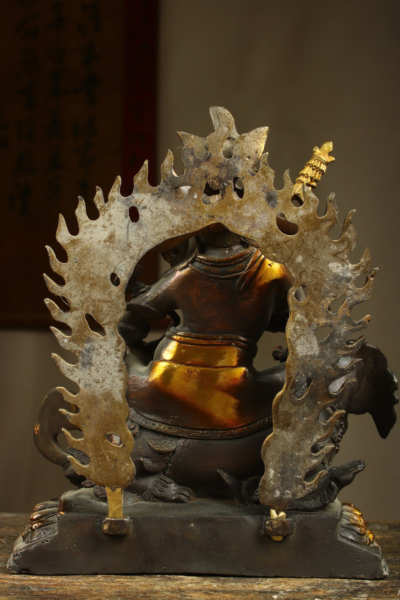 Chinese Antique Bronze Gilded Handcrafted Treasure King