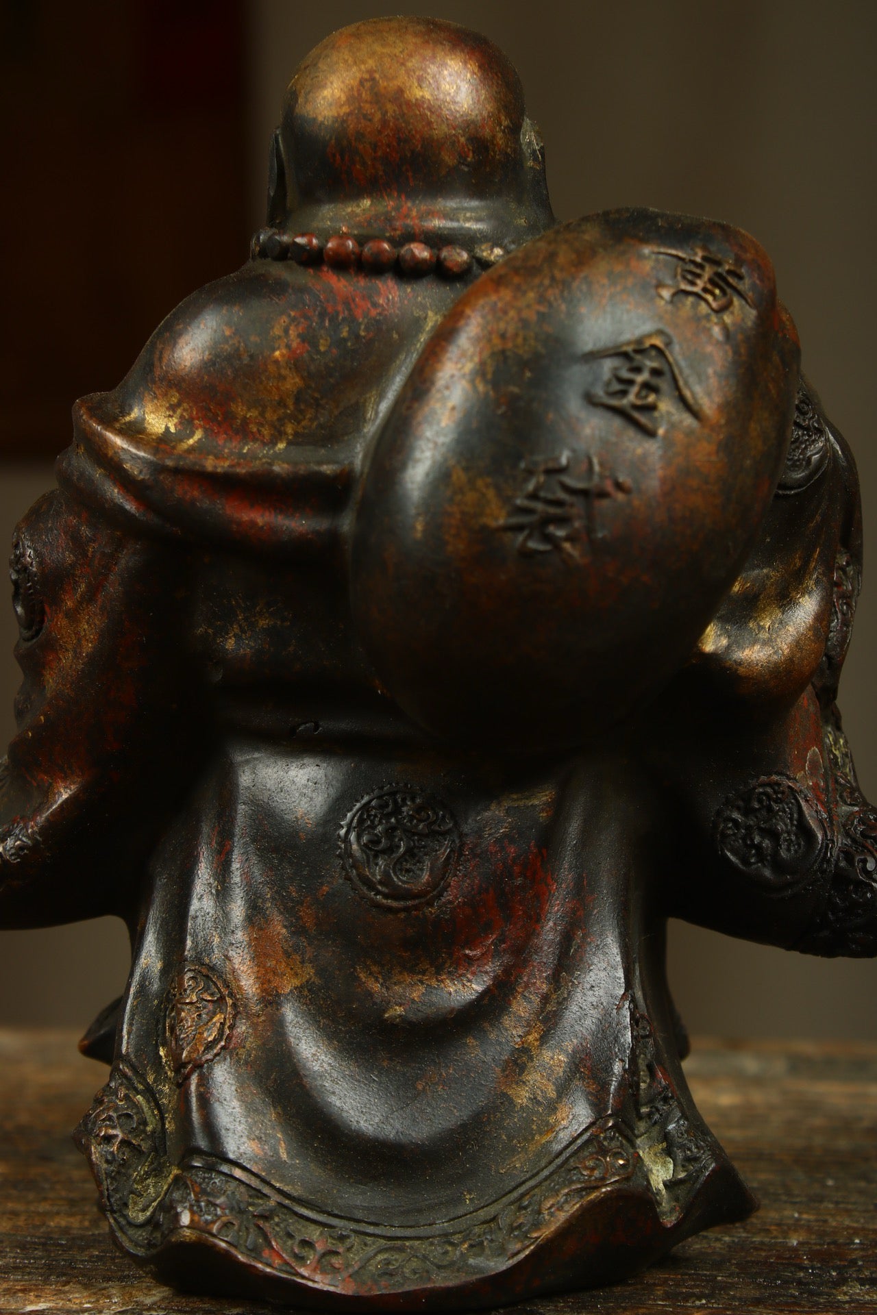 Chinese antique bronze gilded handmade Maitreya statue