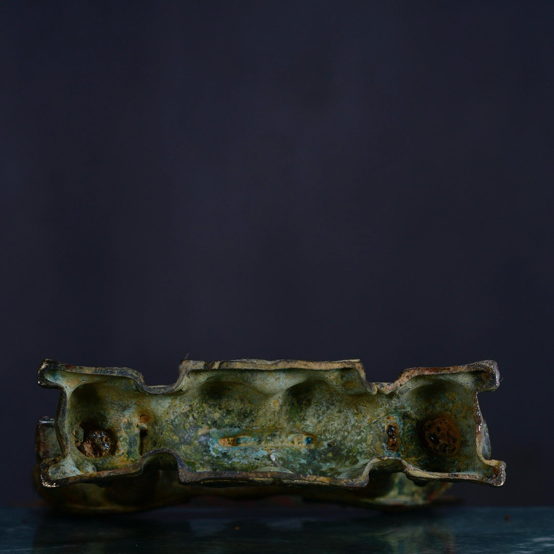 Chinese antique bronze twin phoenix drum stand