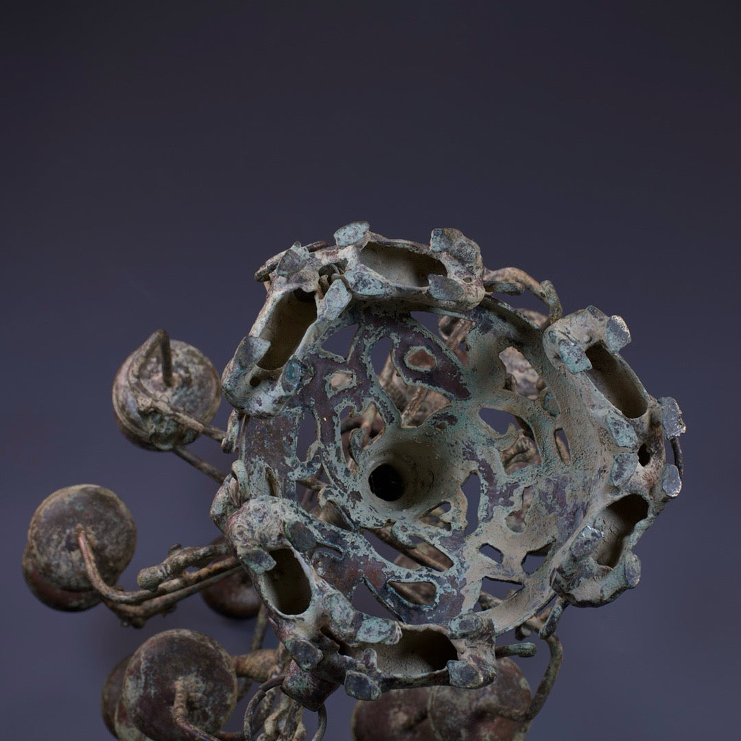 Chinese antique bronze lamp stand