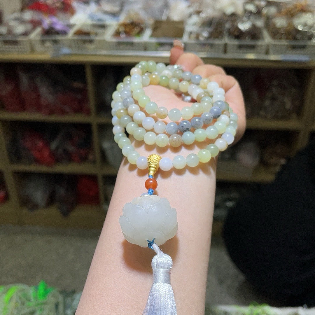 Hotan Jade Lotus Sweater Chain