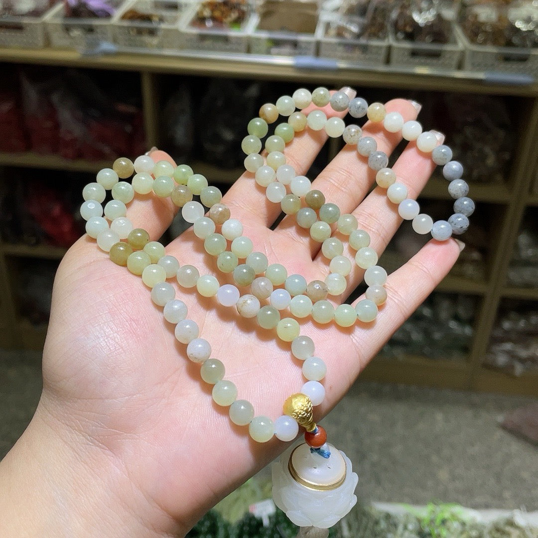 Hotan Jade Lotus Sweater Chain