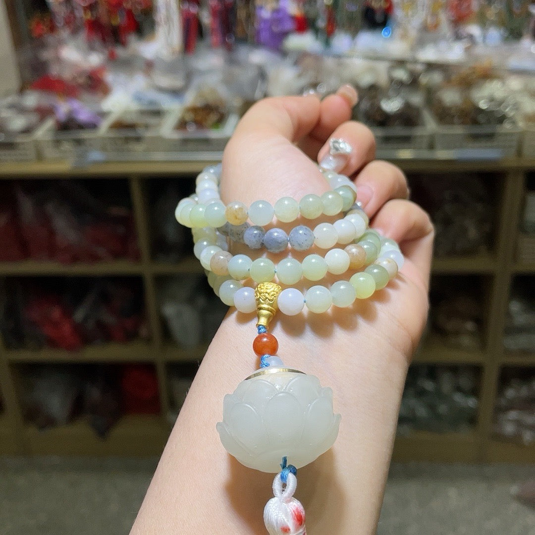 Hotan Jade Lotus Sweater Chain