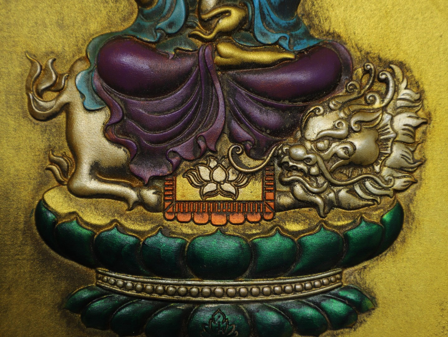 Chinese antique pure copper Guanyin thangka