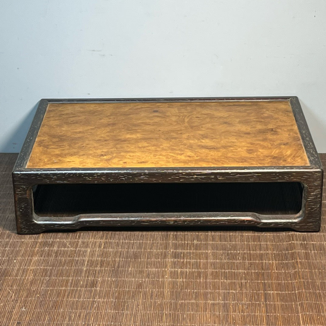 Chinese antique blood sandalwood inlaid with nanmu carving base