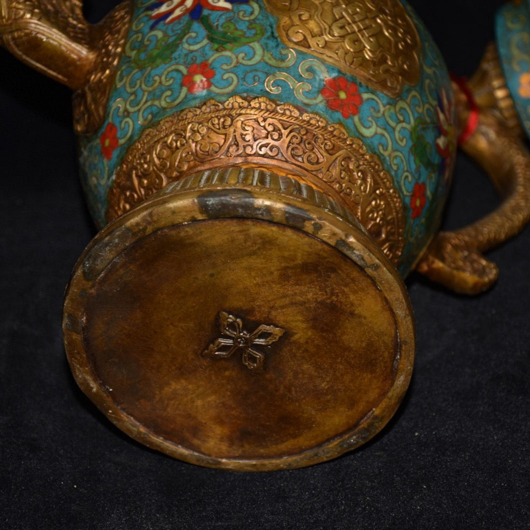 Pure copper cloisonne wine pot ornament