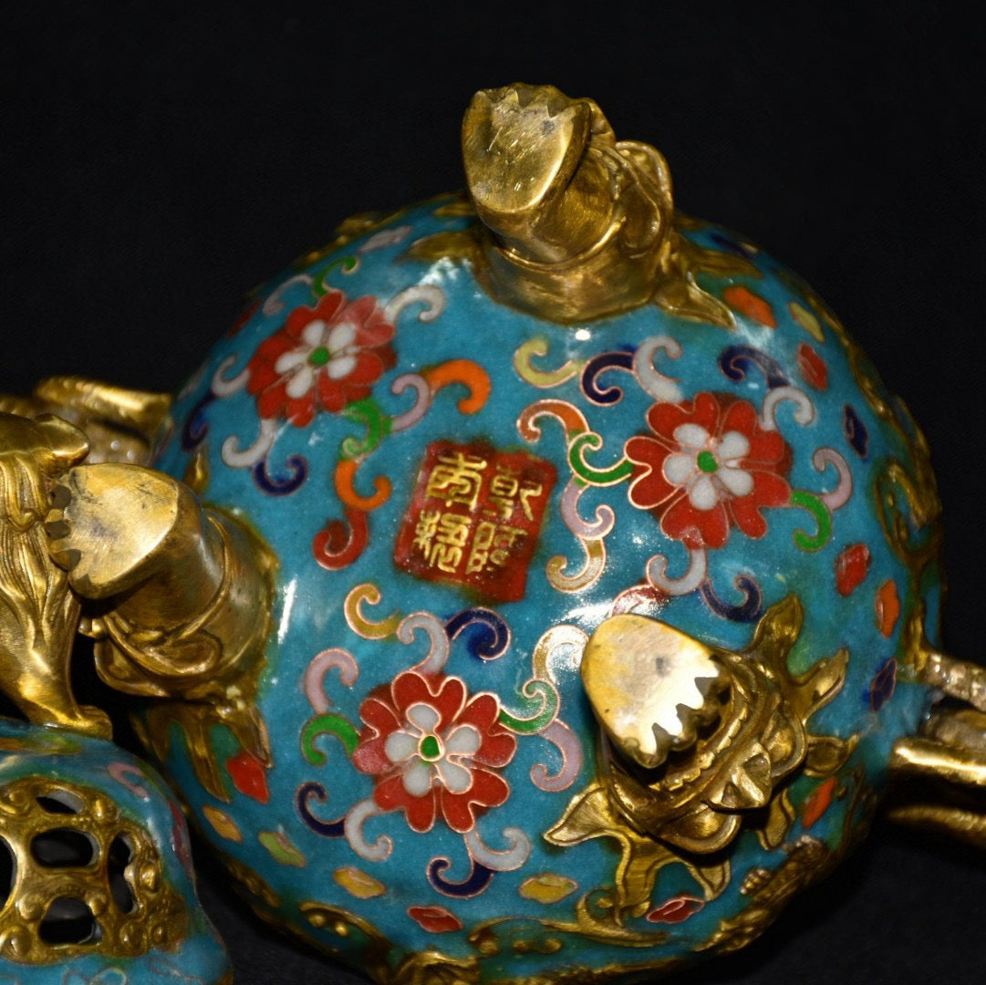 Pure copper cloisonne incense burner ornament