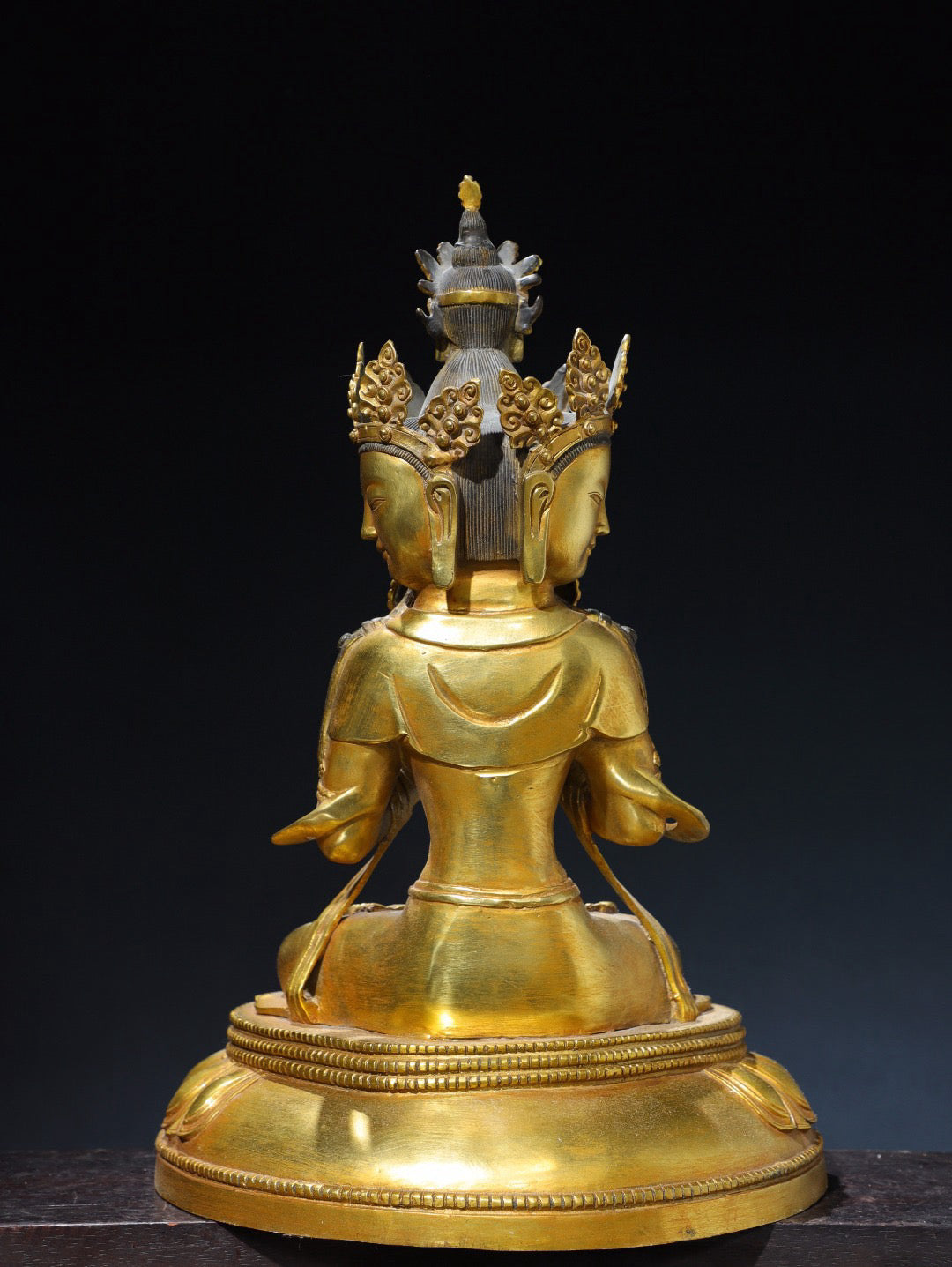 Chinese antique pure copper three sided Guanyin Buddha statue