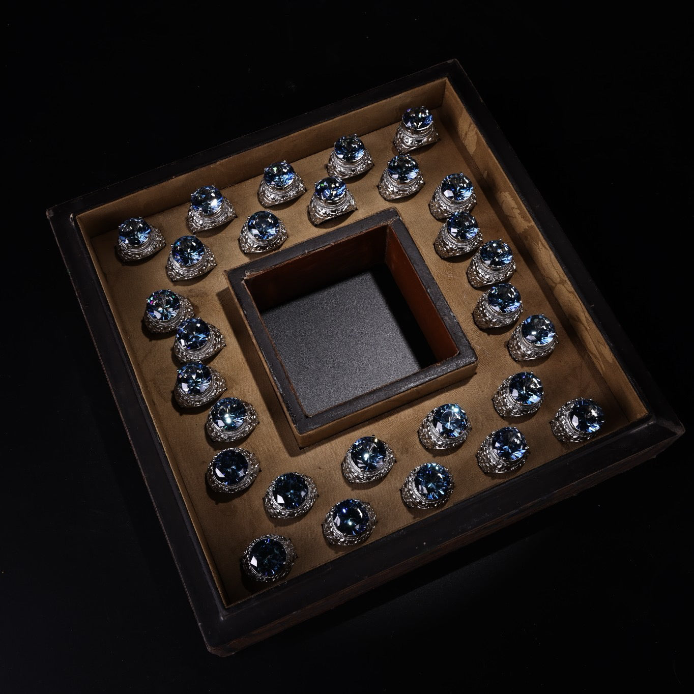 A box of Chinese antique diamond rings