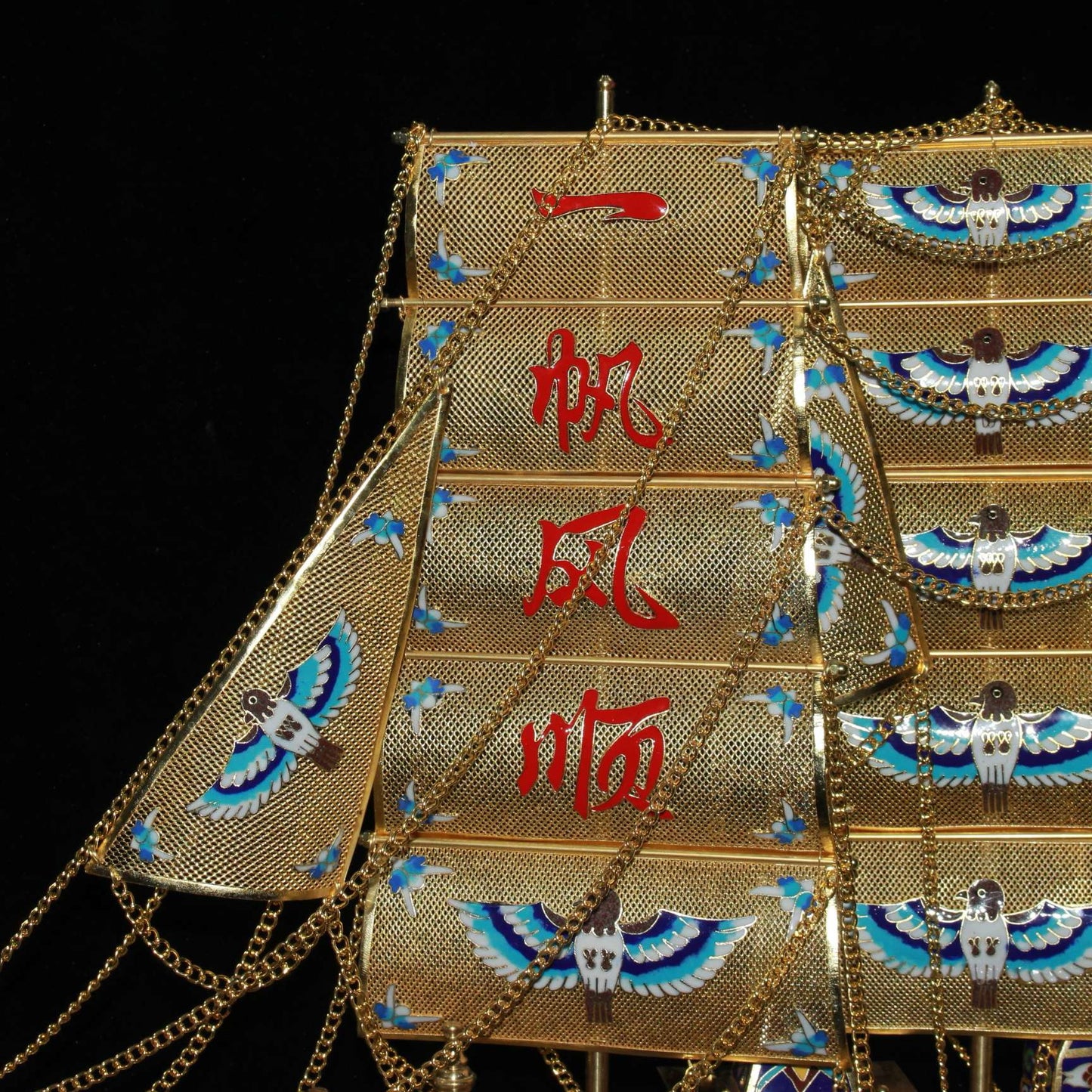 Pure copper cloisonn é boat ornaments