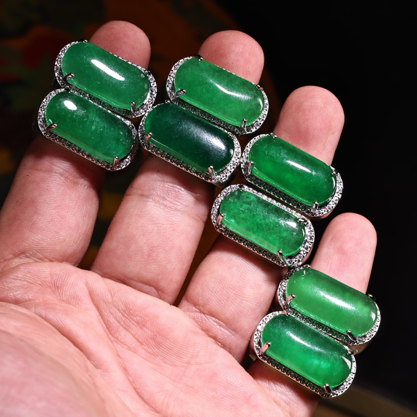 A box of Chinese antique jade rings