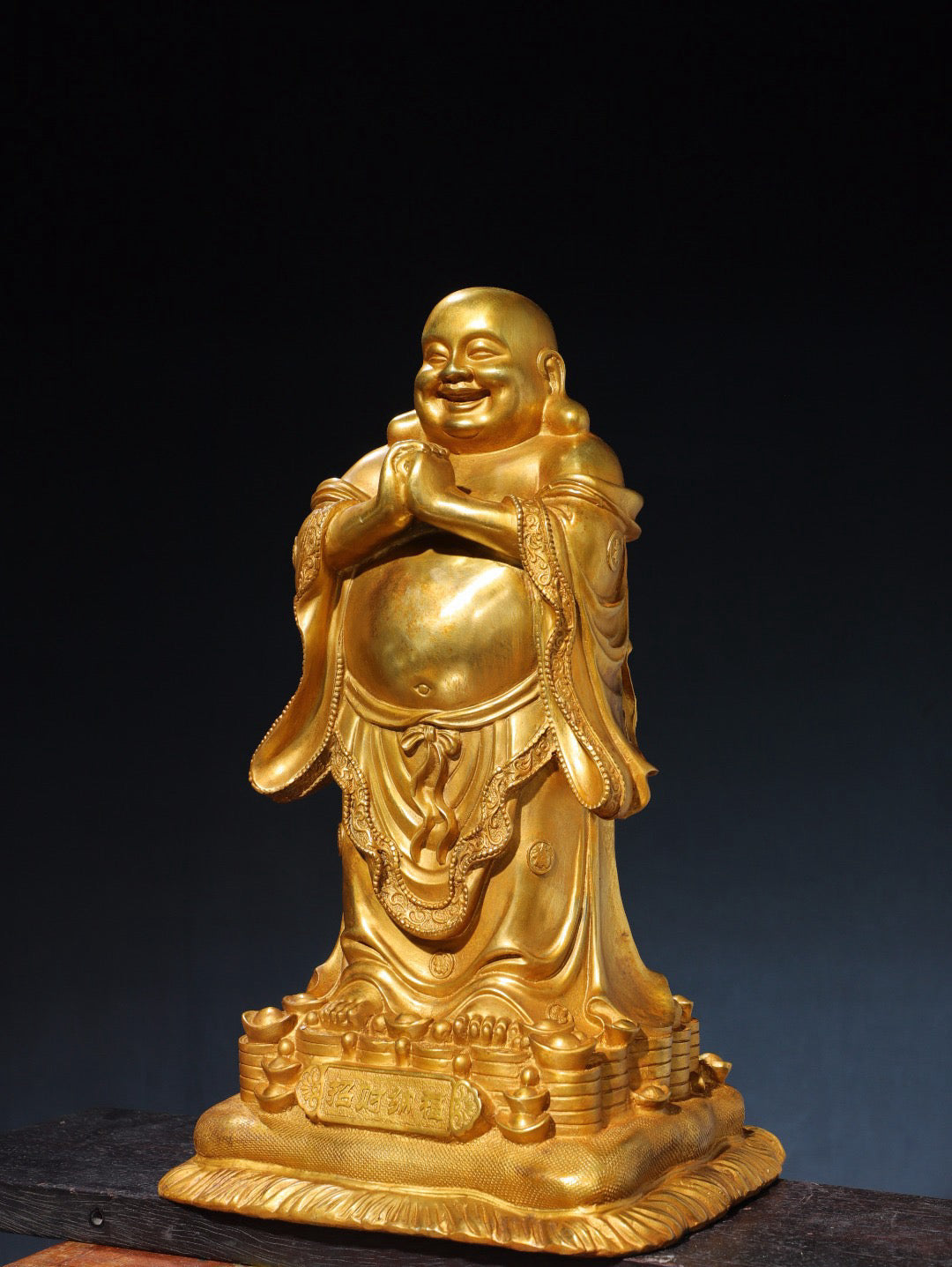 Chinese antique pure copper Maitreya Buddha statue
