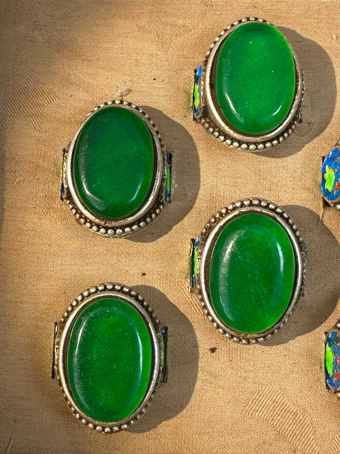 A box of Chinese antique jade rings