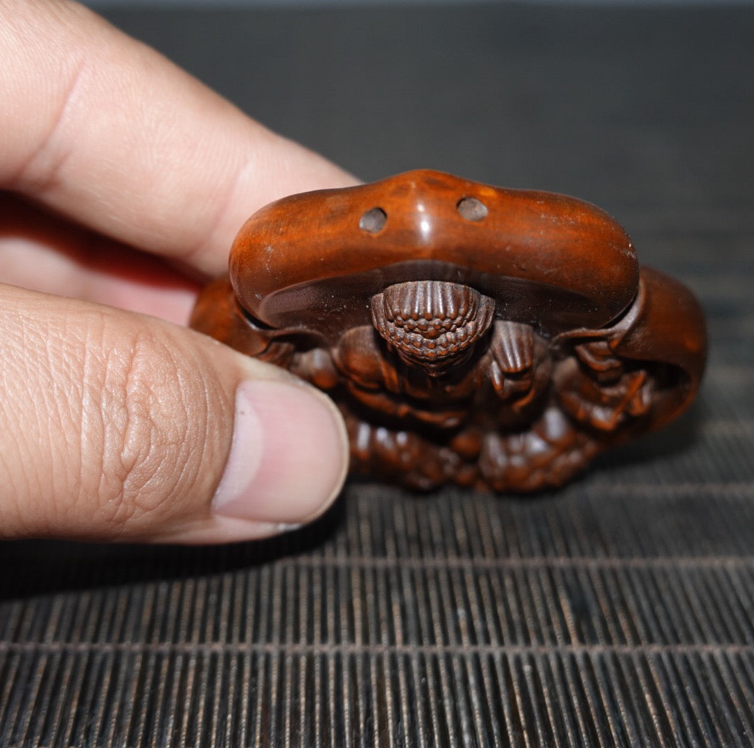 Chinese antique boxwood Western Three Saints double-sided sign