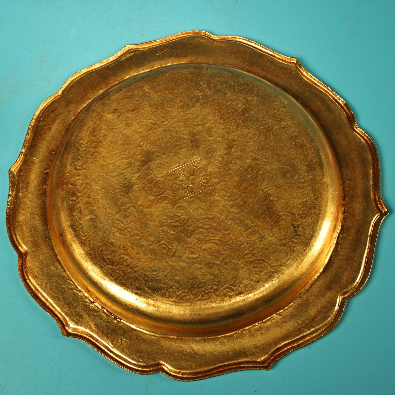 A set of Chinese antique pure copper high relief carved wine utensils