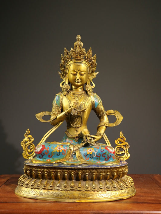 A pure copper cloisonn é Buddha statue of Vajrasattva