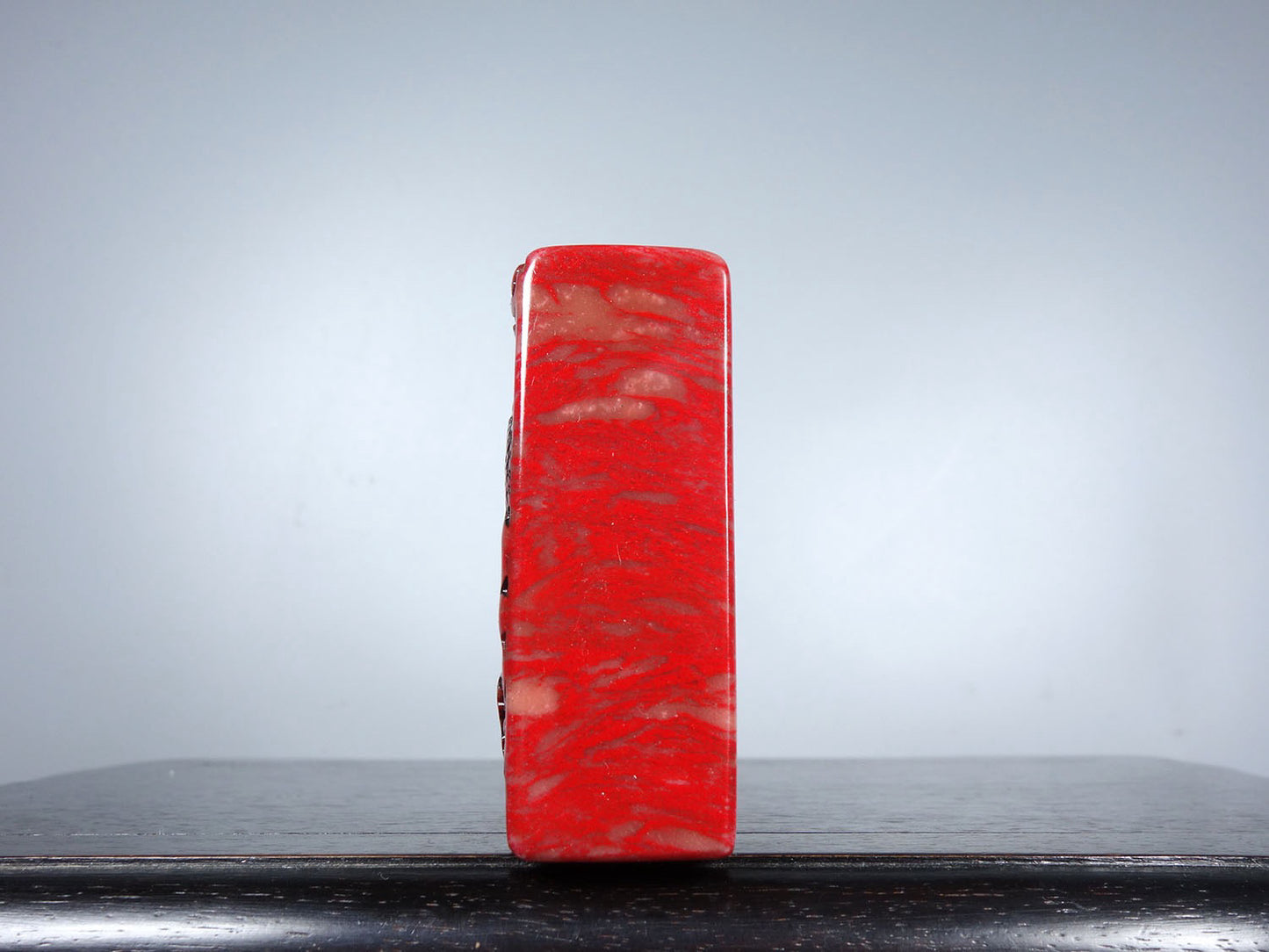 Chinese antique chicken blood stone finely carved divine dragon offering auspicious seal