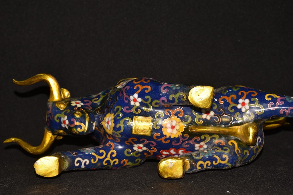 Pure copper cloisonn é filigree gold cow ornament