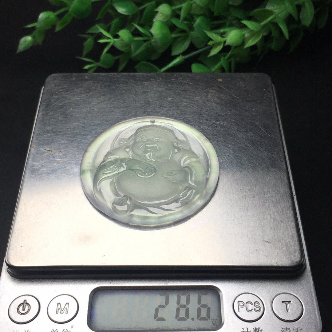 Chinese Antique Ice Float Flower Precision Frosted God of Wealth Brand