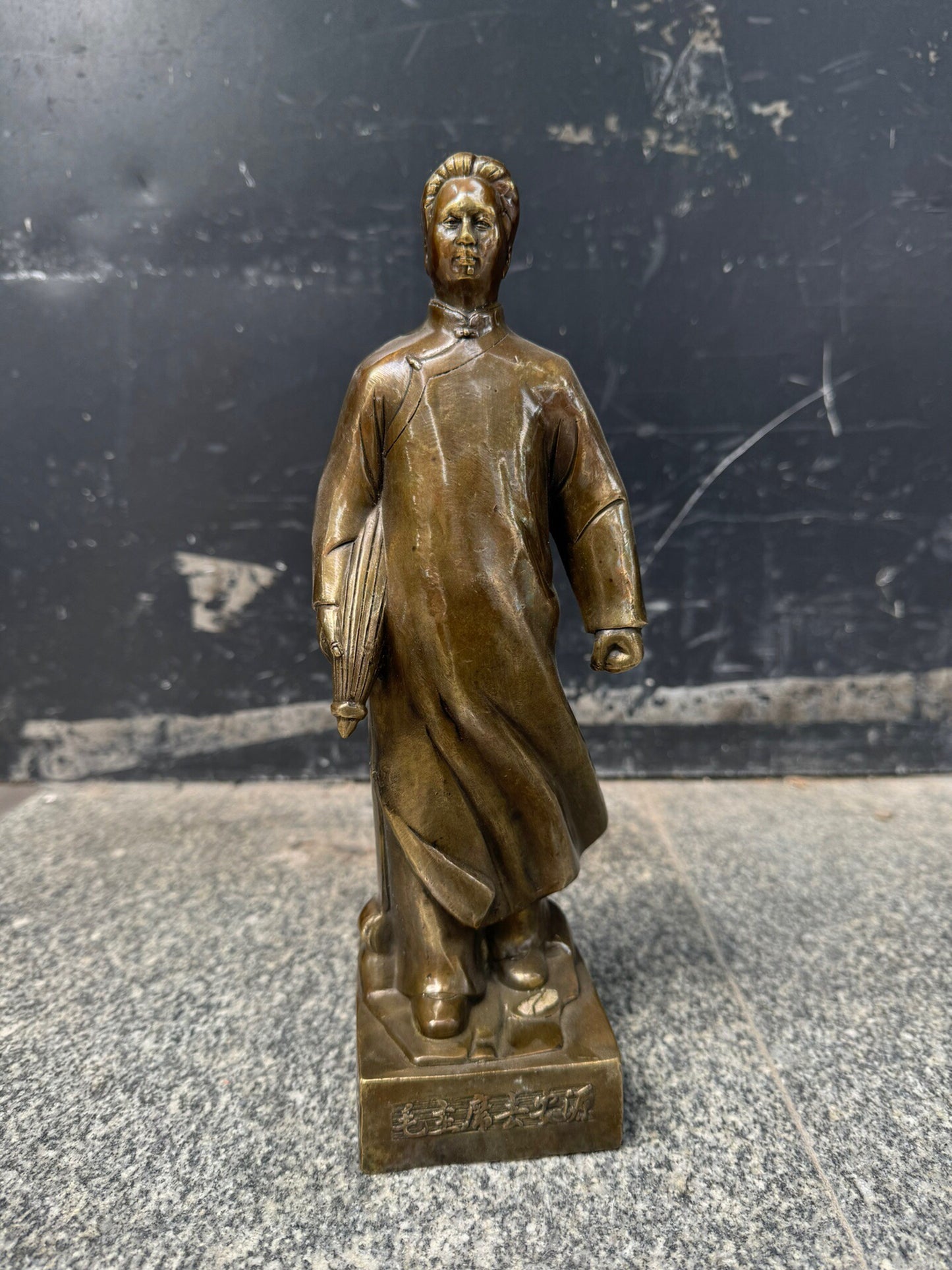 Chinese antique pure copper chairman standing statue