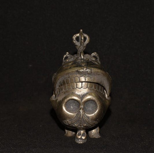 Pure white copper skull incense burner ornament